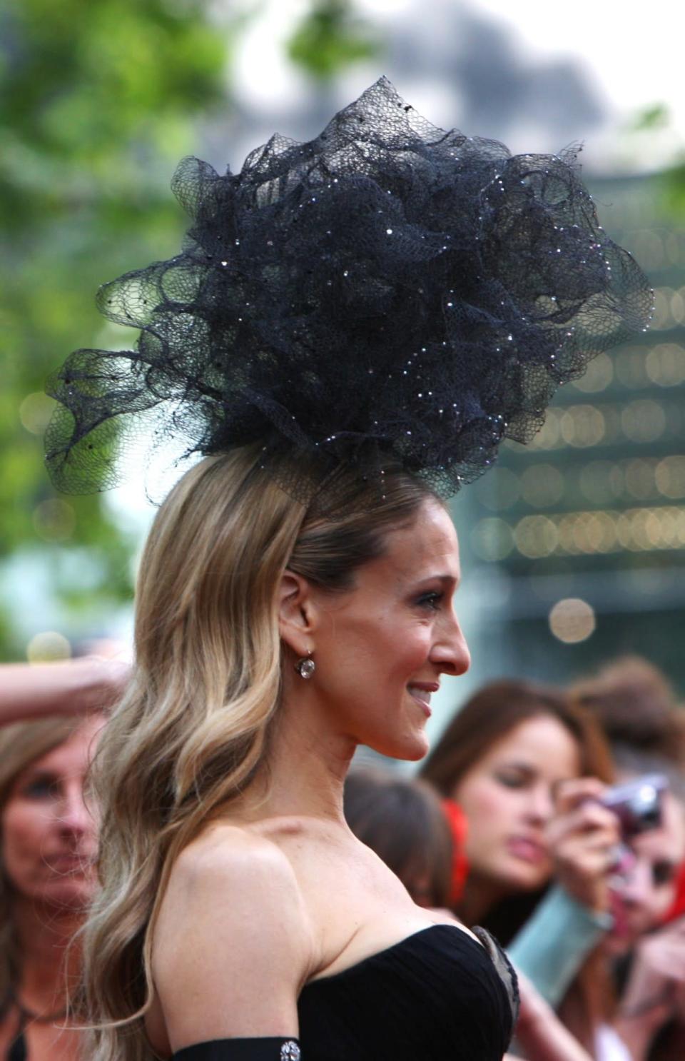 <p>This giant sparkly loofah was the perfect hair-wear for the UK premiere of ‘Sex And The City 2’ in May 2010. </p>