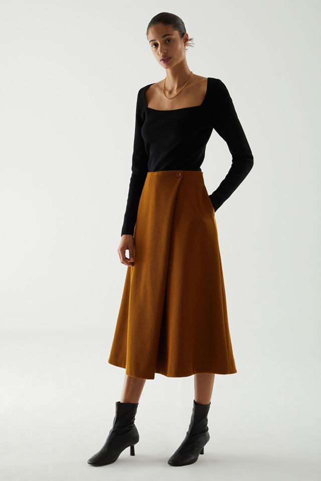 herlipto Belted Wrap-Effect Twill Skirt