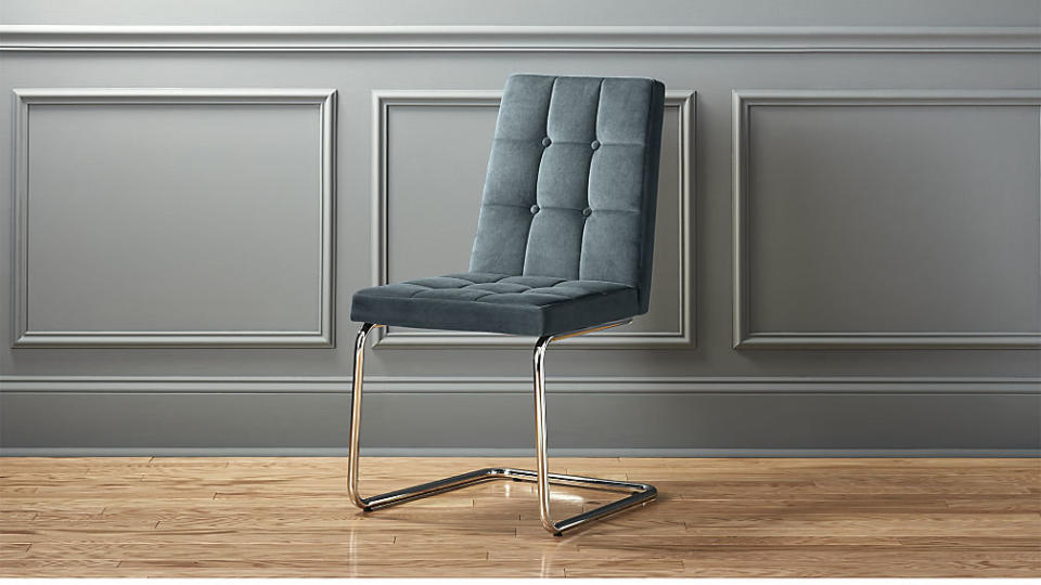 Get it at <a href="https://www.cb2.com/roya-slate-blue-chair/s573788" target="_blank">CB2, $160</a>.