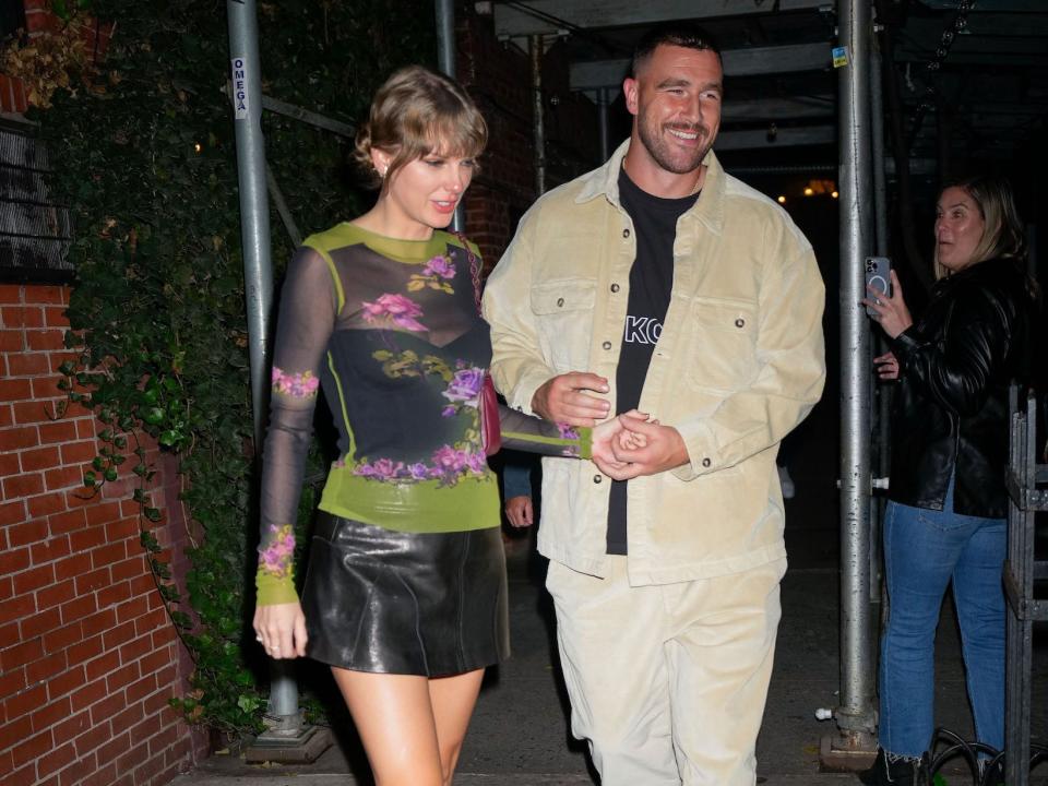 Taylor Swift and Travis Kelce leave Waverly Inn in New York City on Sunday.