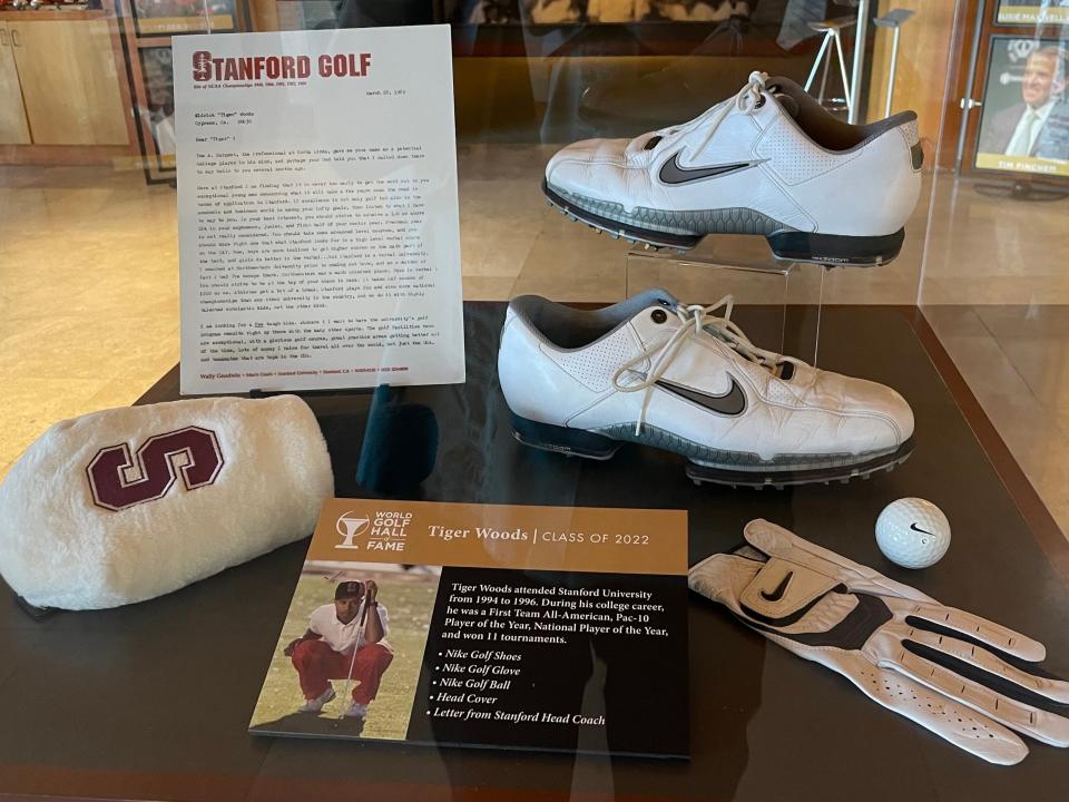 The World Golf Hall of Fame in St. Augustine has items commemorating Tiger Woods' two years at Stanford, where he won an NCAA individual title in 1996.