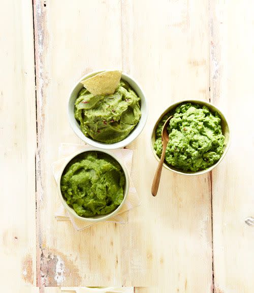 <p>Our versatile guacamole recipe pairs equally well with tortilla chips, a crudités platter or homemade burgers. You'll want to serve a bowl of this creamy, spicy dip with just about every meal.</p><p><em><a href="https://www.goodhousekeeping.com/food-recipes/party-ideas/a19473/guacamole-recipe-twists/" rel="nofollow noopener" target="_blank" data-ylk="slk:Get the recipe for Guacamole »;elm:context_link;itc:0;sec:content-canvas" class="link ">Get the recipe for Guacamole »</a></em></p>