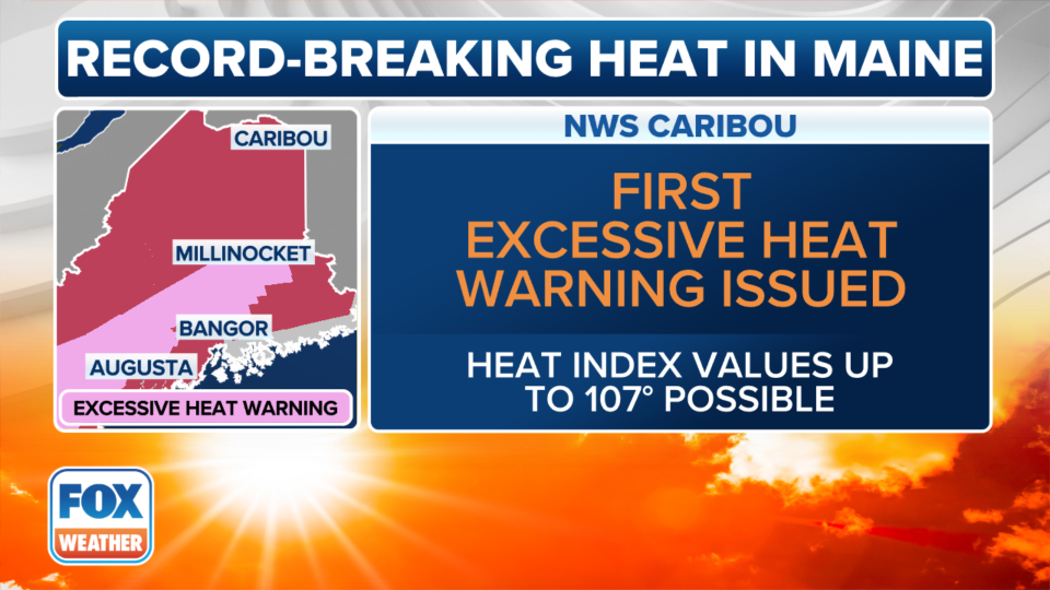 An Excessive Heat Warning was issued by the National Weather Service office in Caribou, Maine, for the first time.