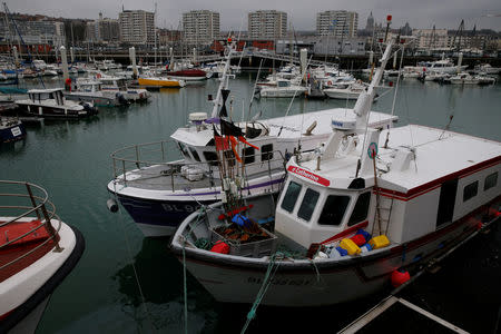 The trawler Sainte Catherine which was stolen by migrants to cross the channel remains docked in the port of Boulogne-sur-Mer, France, January 11, 2019. Picture taken January 11, 2019. REUTERS/Pascal Rossignol