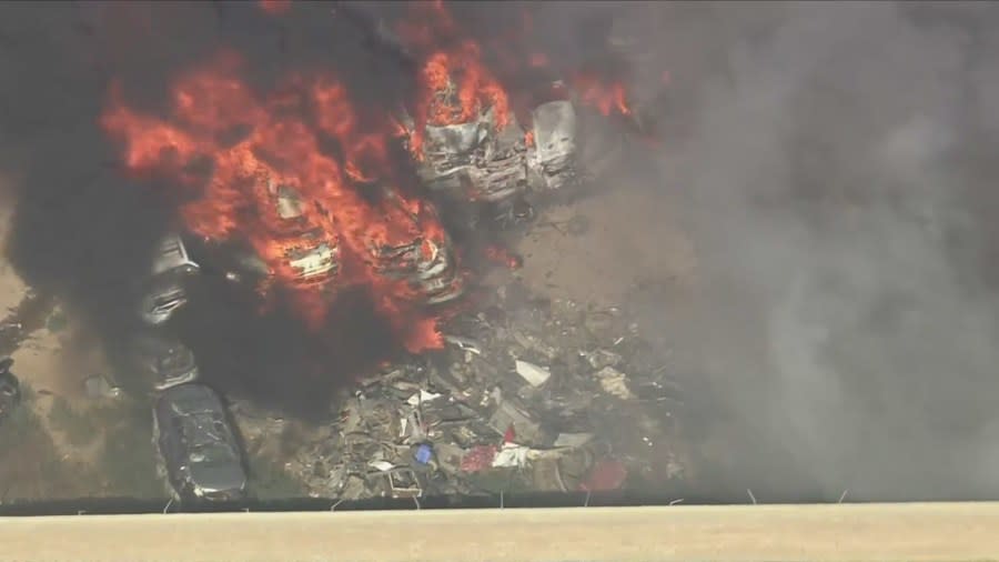 Auto recycling center fire