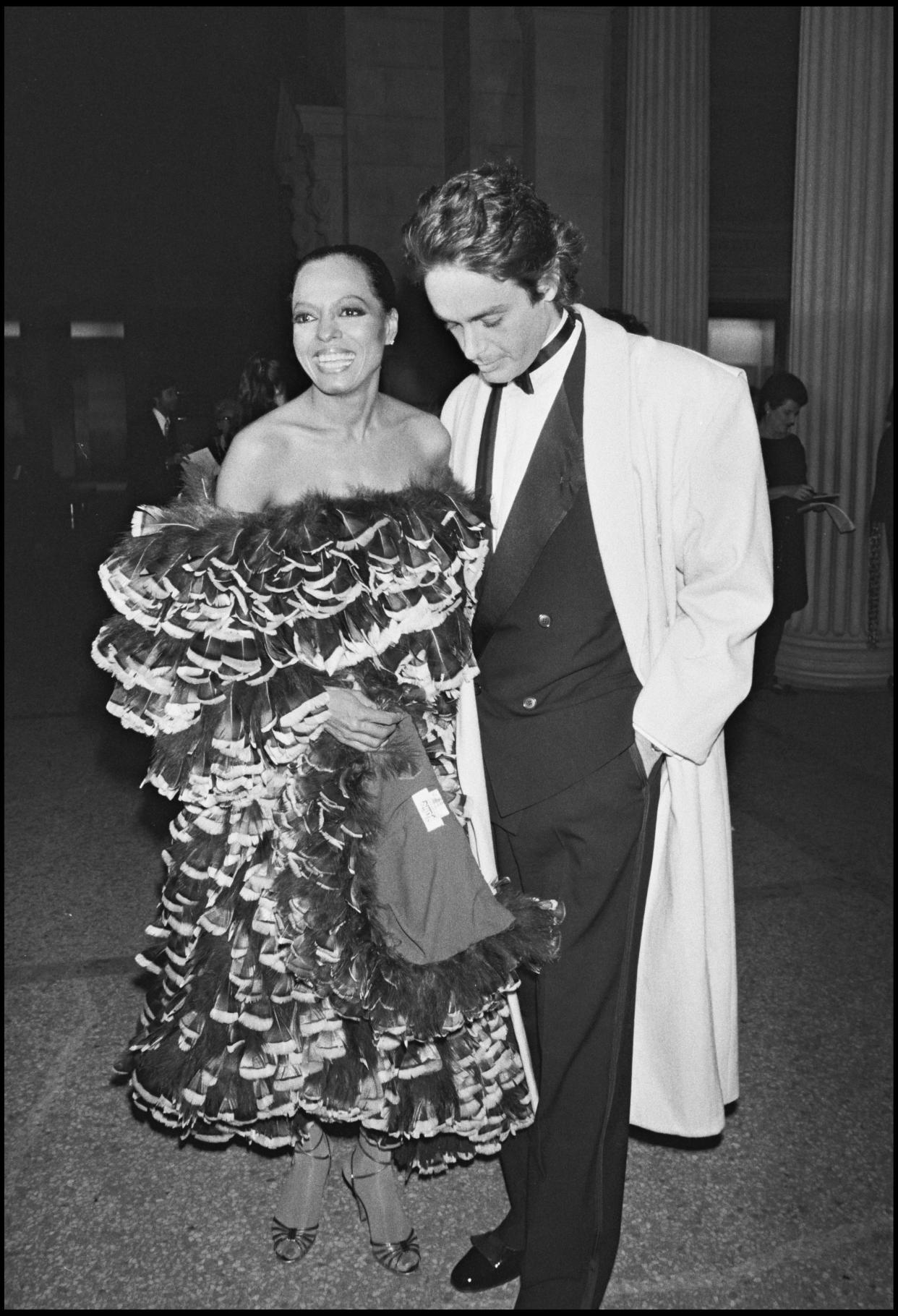 Diana Ross and Patrice Calmette attend a gala evening at the Metropolitan in New York in 1981. / Credit: BERTRAND RINDOFF PETROFF / ANGELI / Getty Images