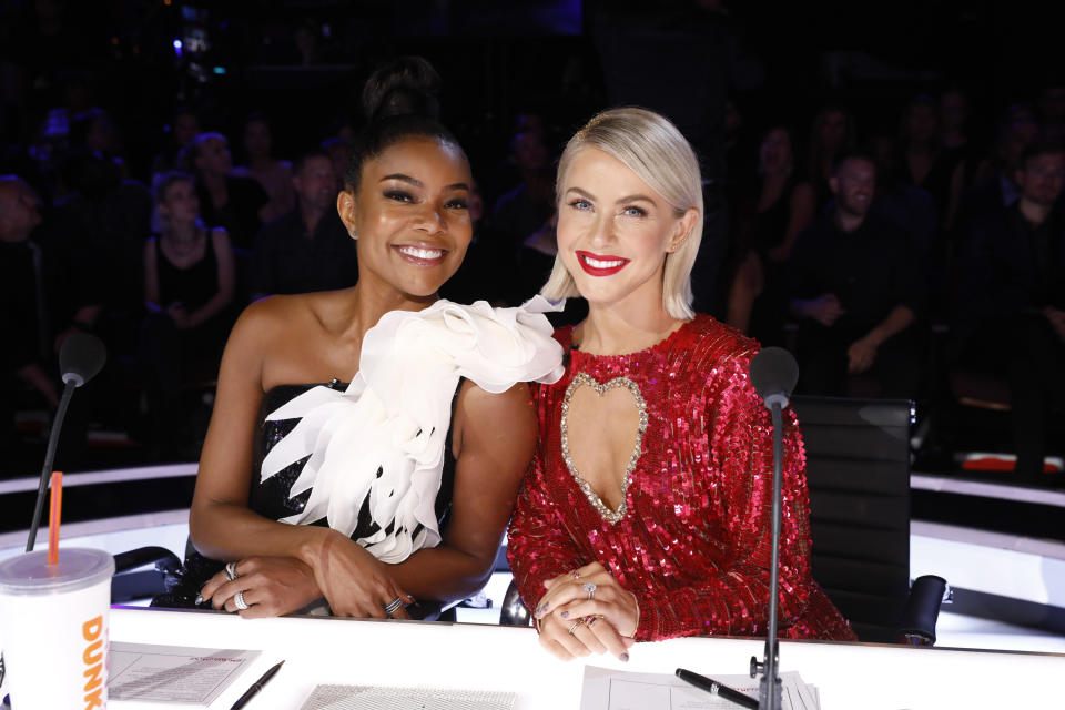 AMERICA'S GOT TALENT -- Live Finals Episode 1422 -- Pictured: (l-r) Gabrielle Union, Julianne Hough -- (Photo by: Trae Patton/NBCU Photo Bank/NBCUniversal via Getty Images via Getty Images)