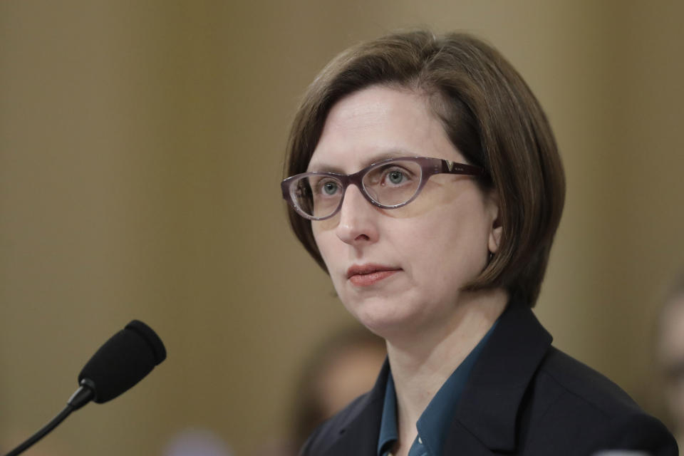 Deputy Assistant Secretary of Defense Laura Cooper testifies before the House Intelligence Committee on Capitol Hill in Washington, Nov. 20, 2019. (Photo: Julio Cortez/AP)