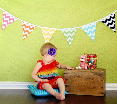 Pastel Rainbow Chevron Fabric Bunting