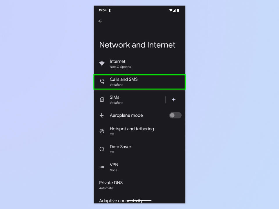 A screenshot showing how to enable Wi-Fi calling on Android