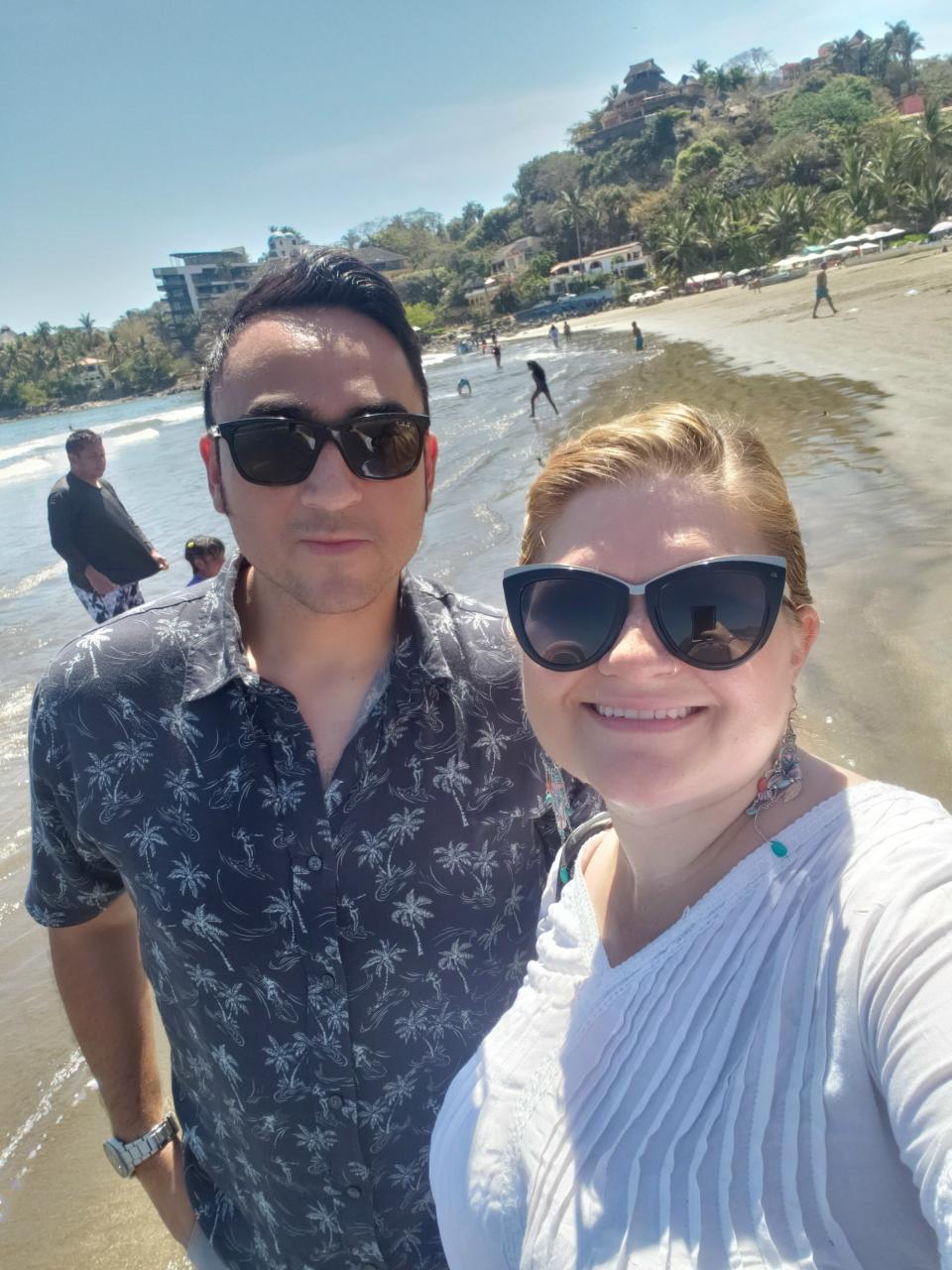 My husband and I on our babymoon in Mexico. (Photo: Holly Kapherr)