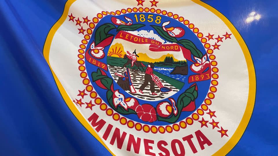 The current Minnesota state flag, which has drawn criticism for both its design and its depiction of Indigenous Americans. - Mohamed Ibrahim/Report for America/AP