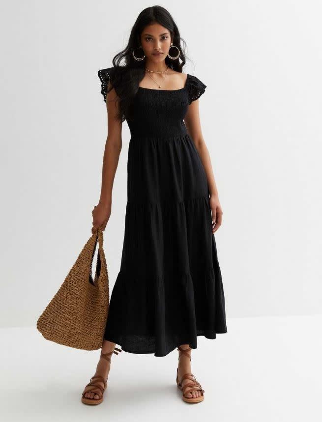 new look black frill dress 