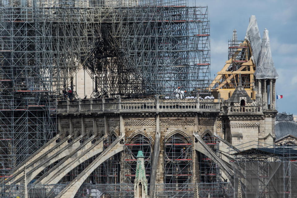 The company Parishad a strict ban on smoking up the scaffolding. Source: AP