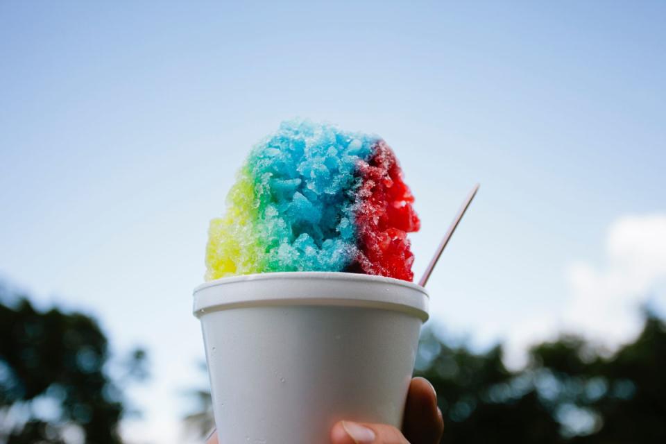 close up of colorful snow cone