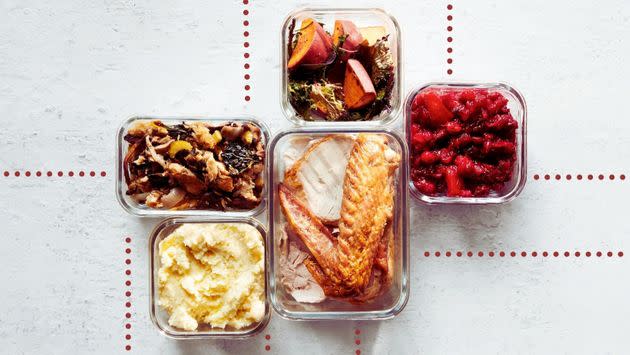 Store all the makings of the best turkey and cranberry sandwich in seal-tight food containers that fit perfectly onto crowded refrigerator shelves (Photo: Getty Images)