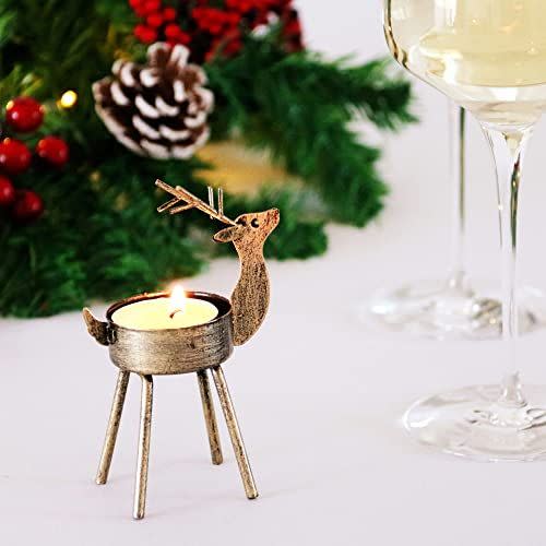 8) Kurala Metal Reindeer Tea Light Candle Holders - 6 Pack