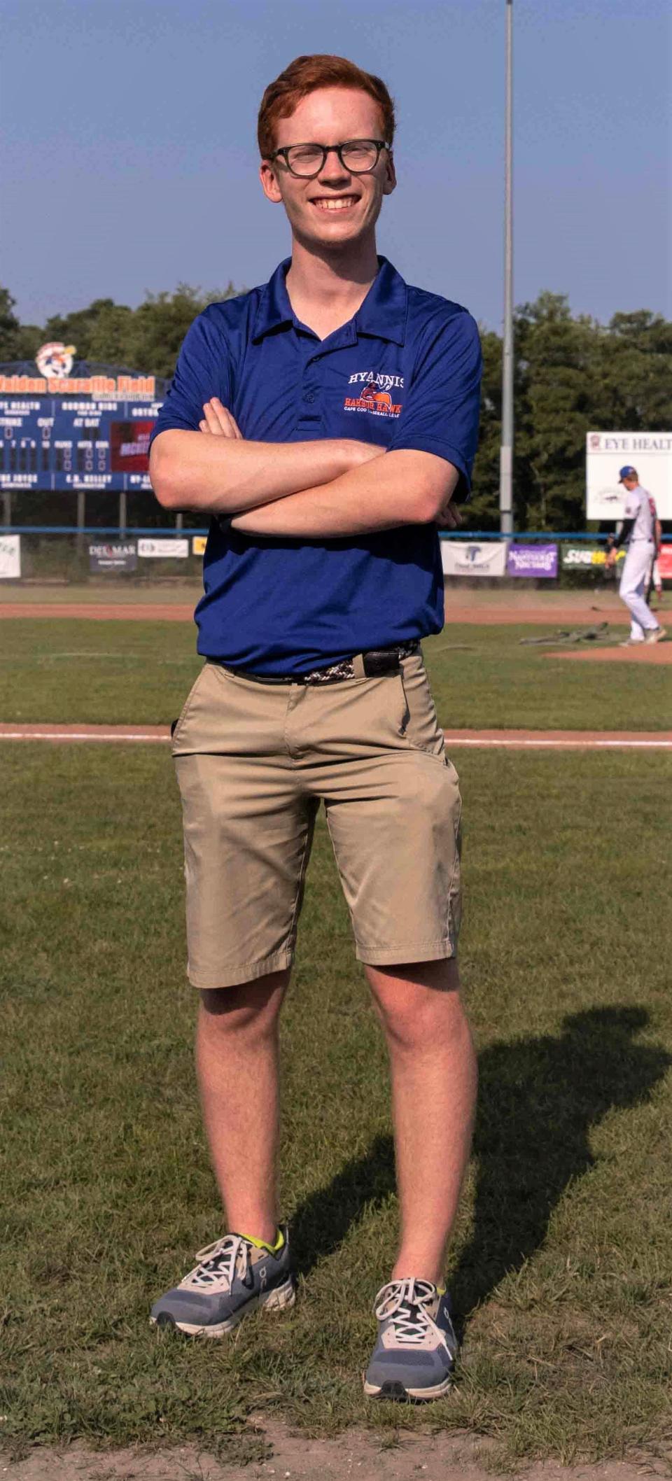 Jacob Irons, a rising junior at Notre Dame, is enjoying the summer as an intern with the Cape Cod League's Hyannis Harbor Hawks.