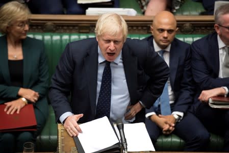 Britain's Prime Minister Boris Johnson speaks at the House of Commons in London