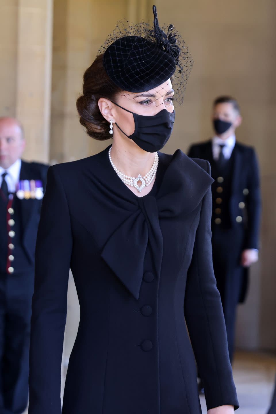 <p>The Duchess of Cambridge wore a necklace that belongs to the Queen, which was previously worn by Princess Diana.</p>