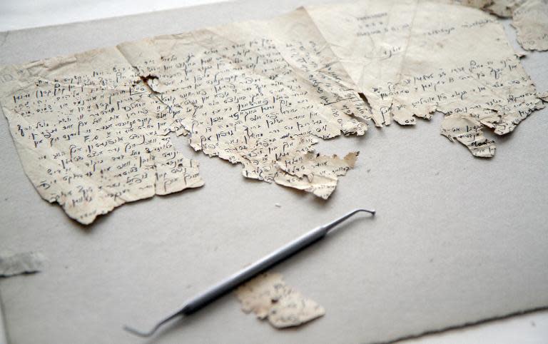 One of thousands of Yiddish and Hebrew manuscripts being processed at the YIVO Institute for Jewish Research at the Lithuanian Central State Archive in Vilnius