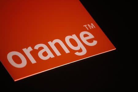 The logo of French telecom operator Orange is seen during the company's 2013 annual results presentation in Paris March 6, 2014. REUTERS/Jacky Naegelen