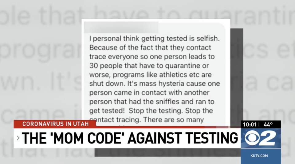 Parents on social media are urging other parents to not get their children tested for Covid-19. Source: KUTV