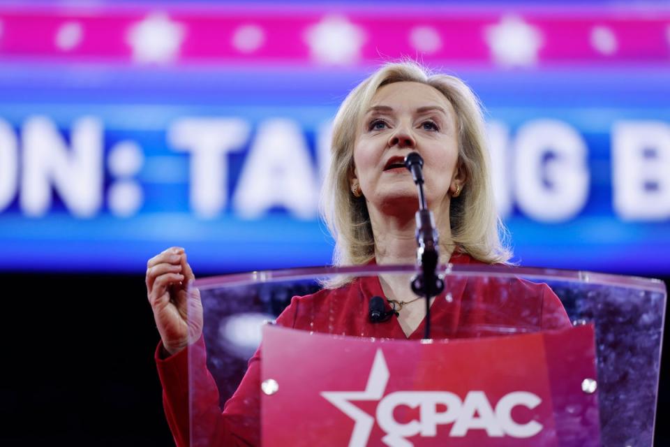 Former prime minister Liz Truss speaks during the Conservative Political Action Conference (CPAC) at Gaylord National Resort Hotel And Convention in Maryland, US (Getty Images)