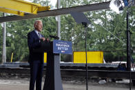 Democratic presidential candidate former Vice President Joe Biden speaks at McGregor Industries in Dunmore, Pa., Thursday, July 9, 2020. (AP Photo/Matt Slocum)