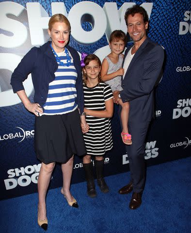 <p>David Livingston/Getty Images</p> Alice Evans and Ioan Gruffudd with their children Ella and Elsie