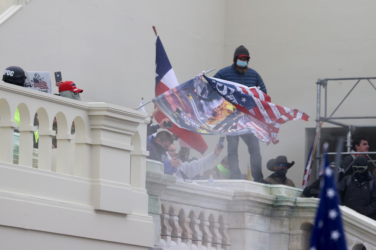 Protesters gather on the U.S. Capitol Building on January 06, 2021, in Washington, DC.