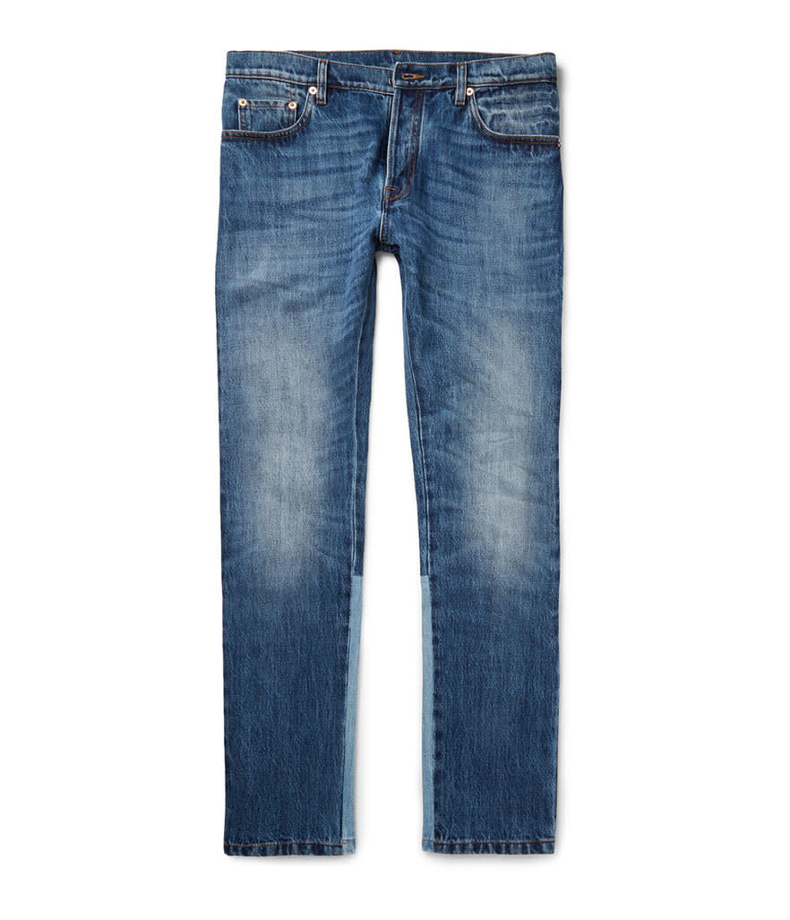 Valentino Slim-Fit Panelled Stretch-Denim Jeans