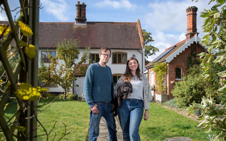 Hattie Garlick and Tom with Basil the dog. at home in Ketteringham, Norfolk - Tony Buckingham