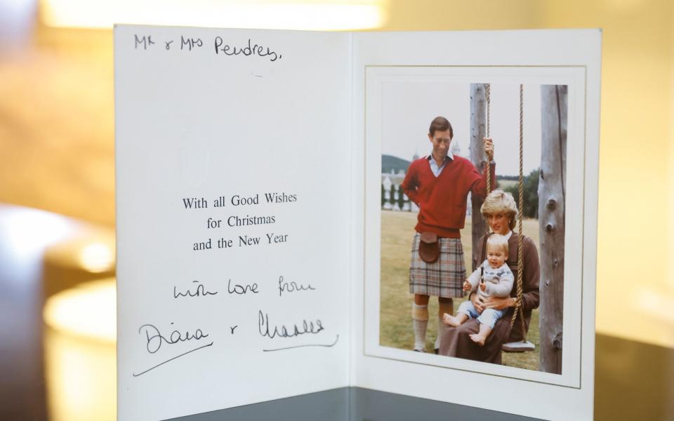 A 1983 signed holiday card from Princess Diana for Mrs Pendrey