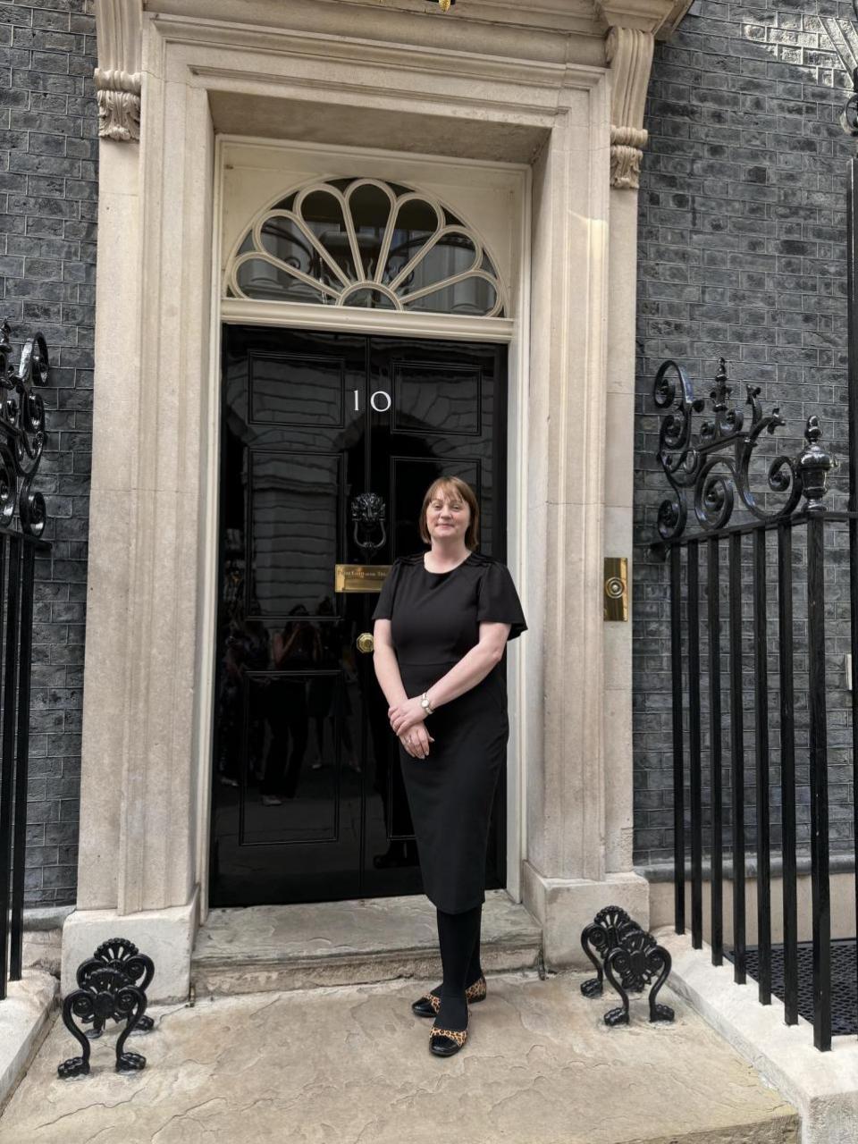 The Northern Echo: Jackie Reynolds outside Downing Street on her visit to London