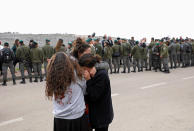 <p>Pro-settlement supporters react as Israeli police evict settlers from the West Bank settlement of Ofra, Tuesday, Feb. 28, 2017.REUTERS/Ronen Zvulun </p>