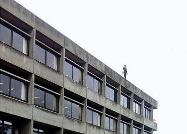 The statue on top of a library building at the University of Anglia (Hazel Hughes)