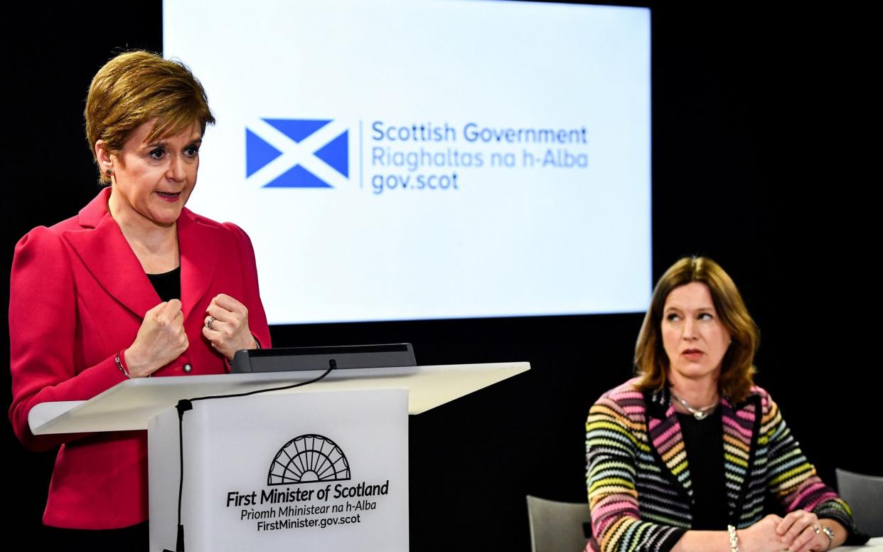 Nicola Sturgeon with Dr Catherine Calderwood, Scotland's former chief medical officer - Reuters