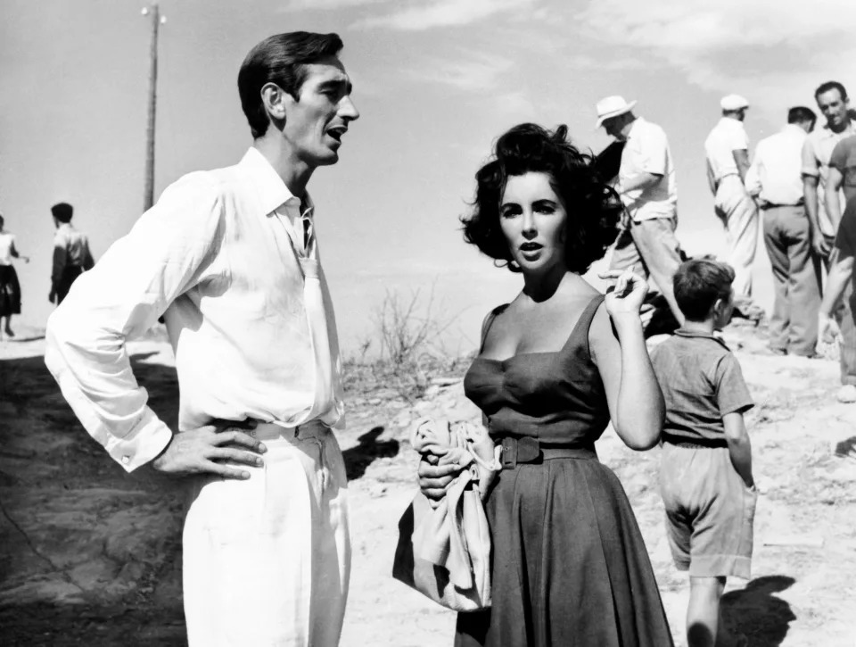 SUDDENLY LAST SUMMER, from left, Julian Ugarte Landa, Elizabeth Taylor, on location in Spain, 1959