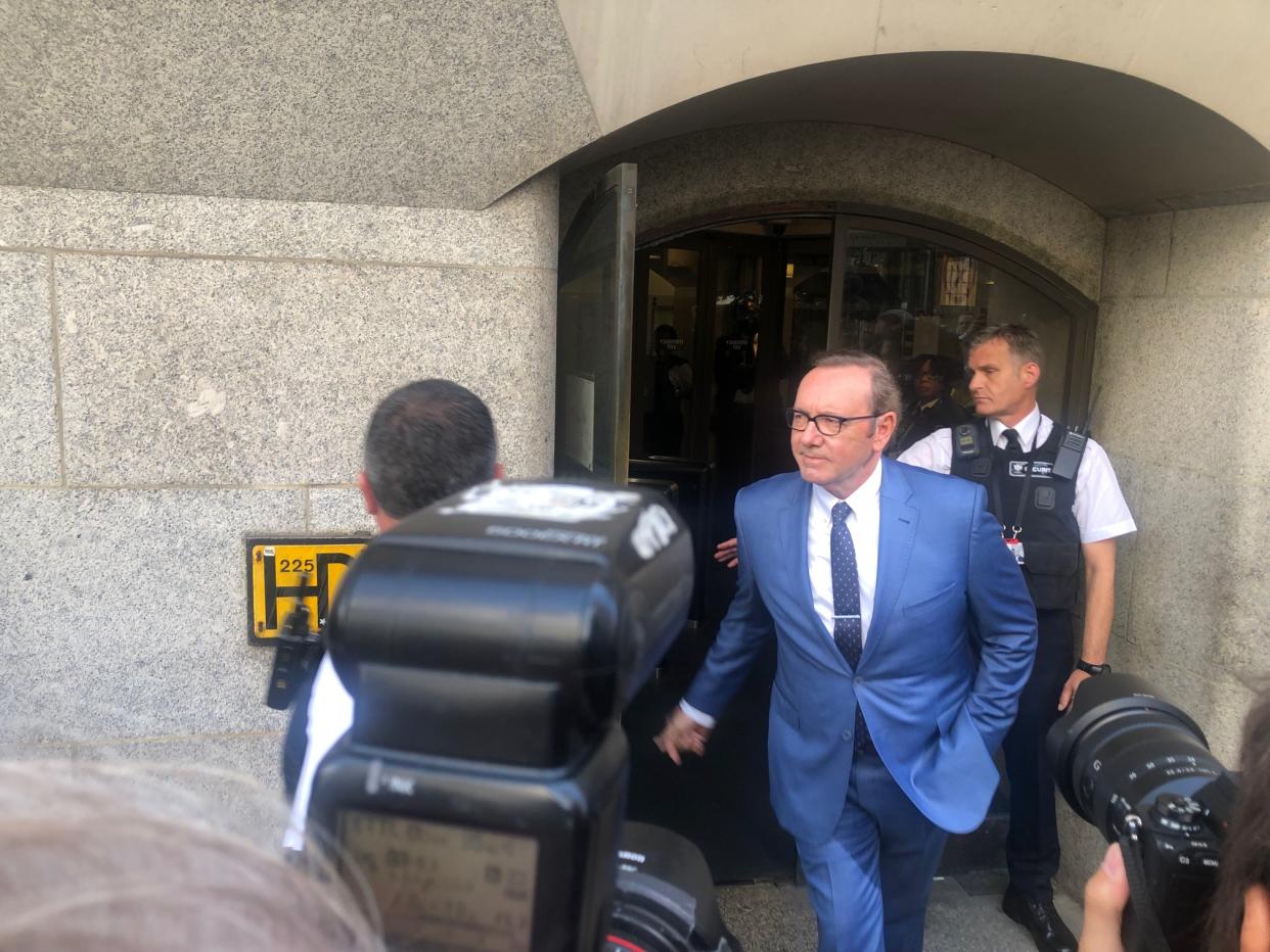 Kevin Spacey leaves the Old Bailey this morning - Credit: Baz Bamigboye