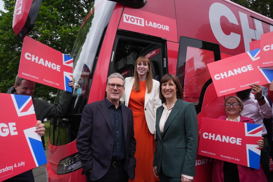 Sir Keir Starmer, Angela Rayner and Rachel Reeves (Lucy North/PA) (PA Wire)