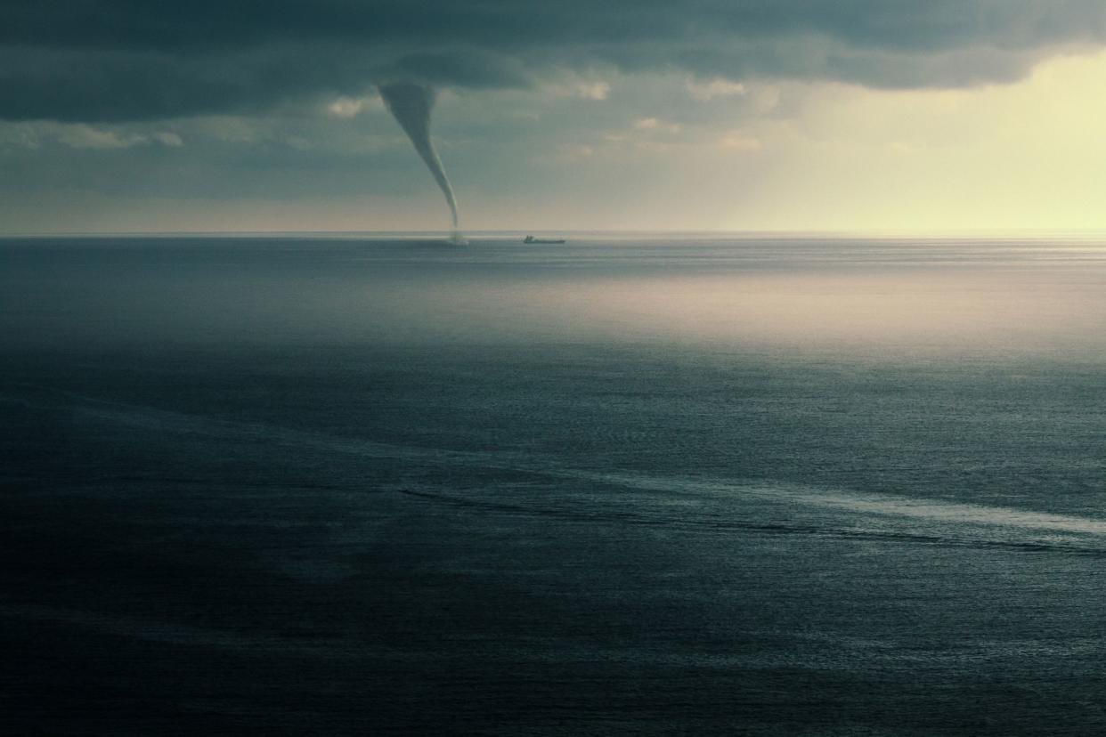 Tornado on the Sea - tornado nearest cargo ship