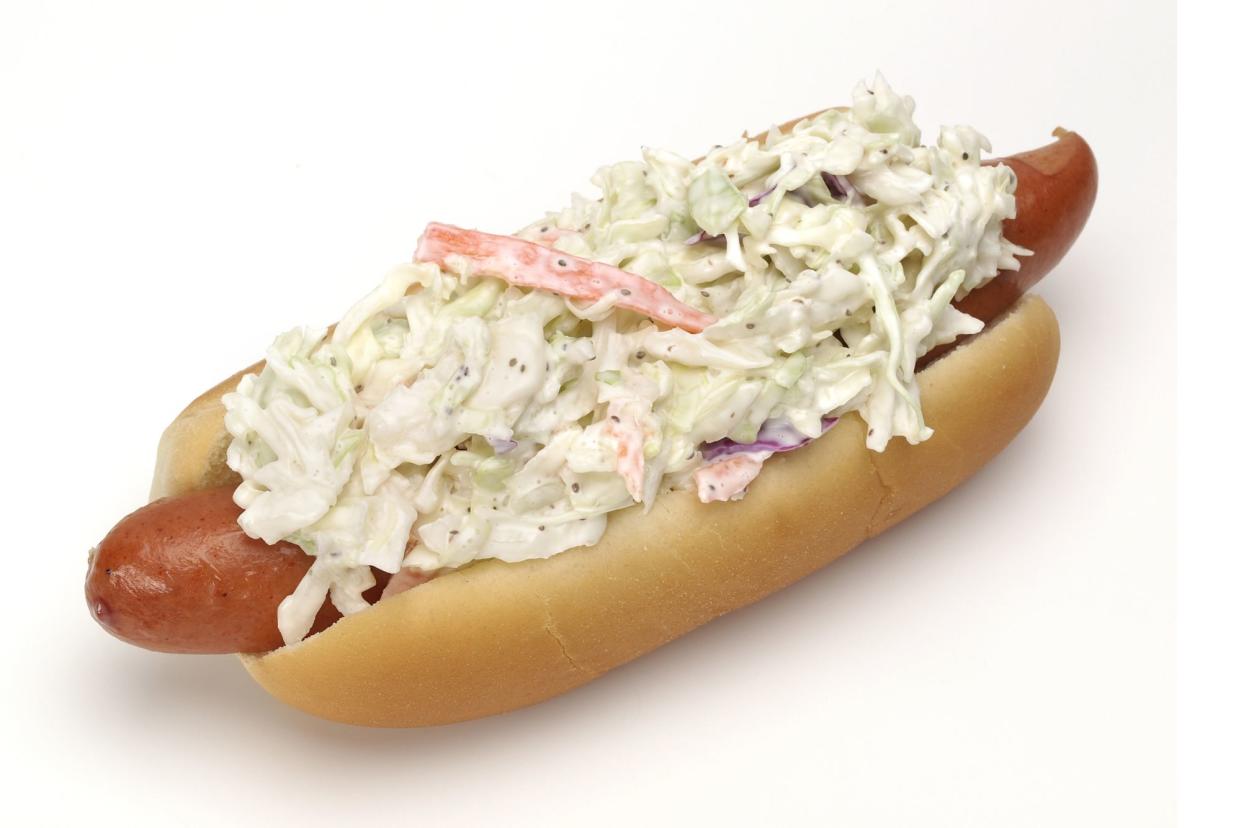 hotdog with cole slaw