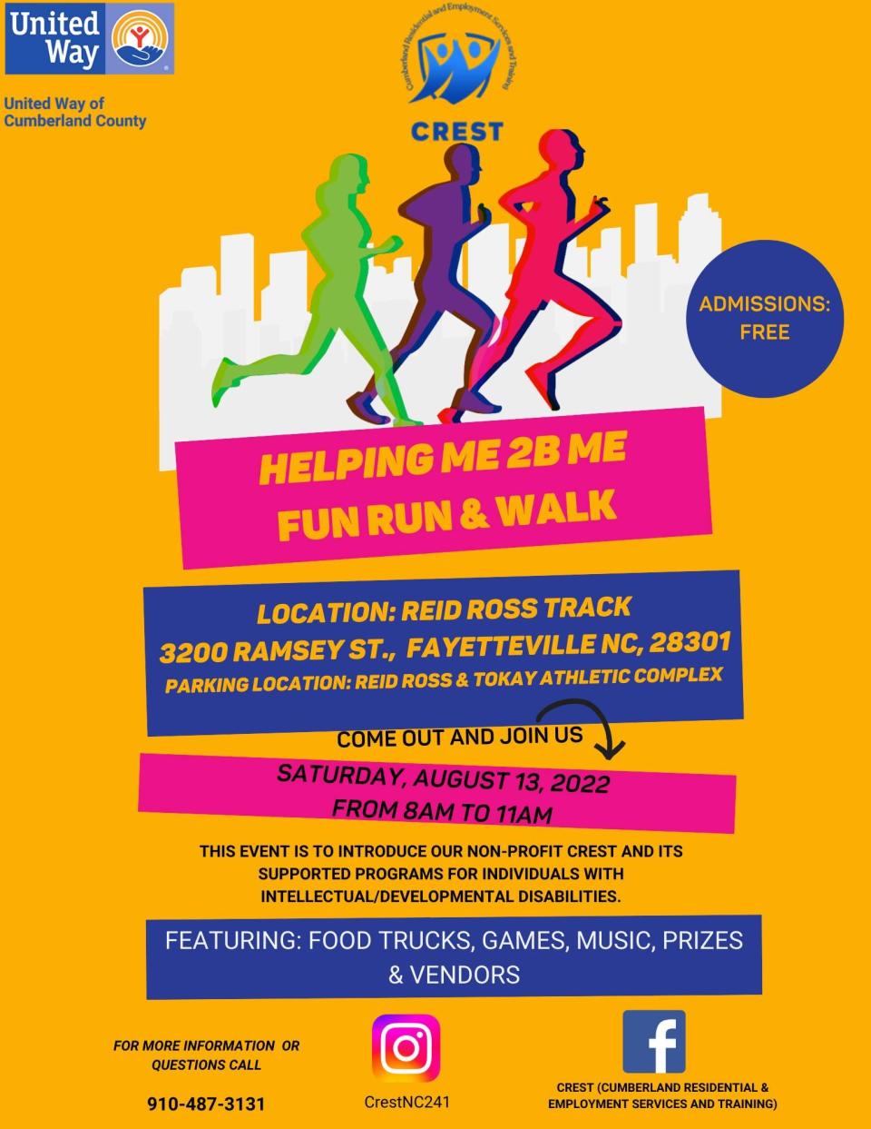 The Helping Me 2B Me Fun Run & Walk is 8-11 a.m. Saturday.