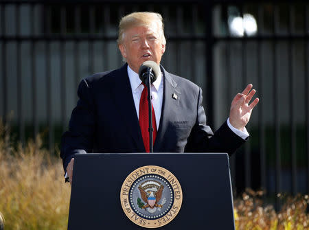 U.S. President Donald Trump speaks during ceremonies in honor of the victims of the 9/11 attacks on the 16th anniversary of the attack at the Pentagon in Arlington, Virginia, U.S., September 11, 2017. REUTERS/Joshua Roberts