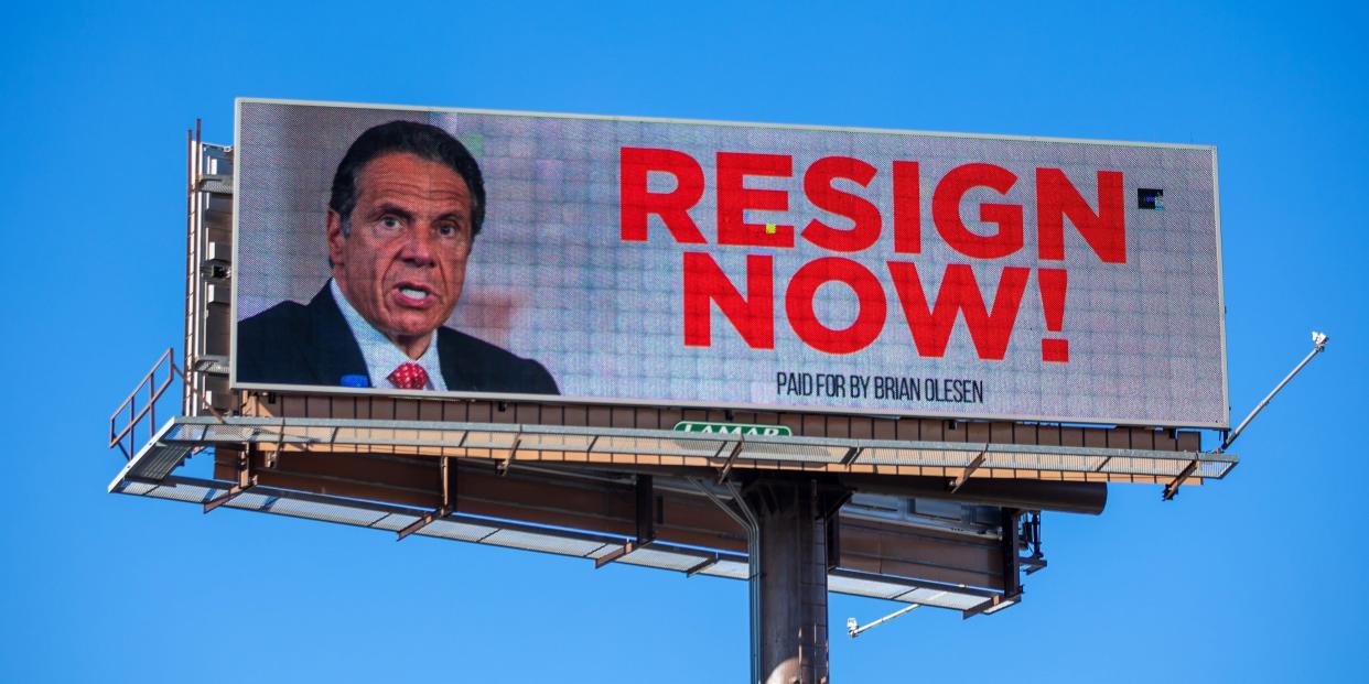 Andrew Cuomo resign billboard