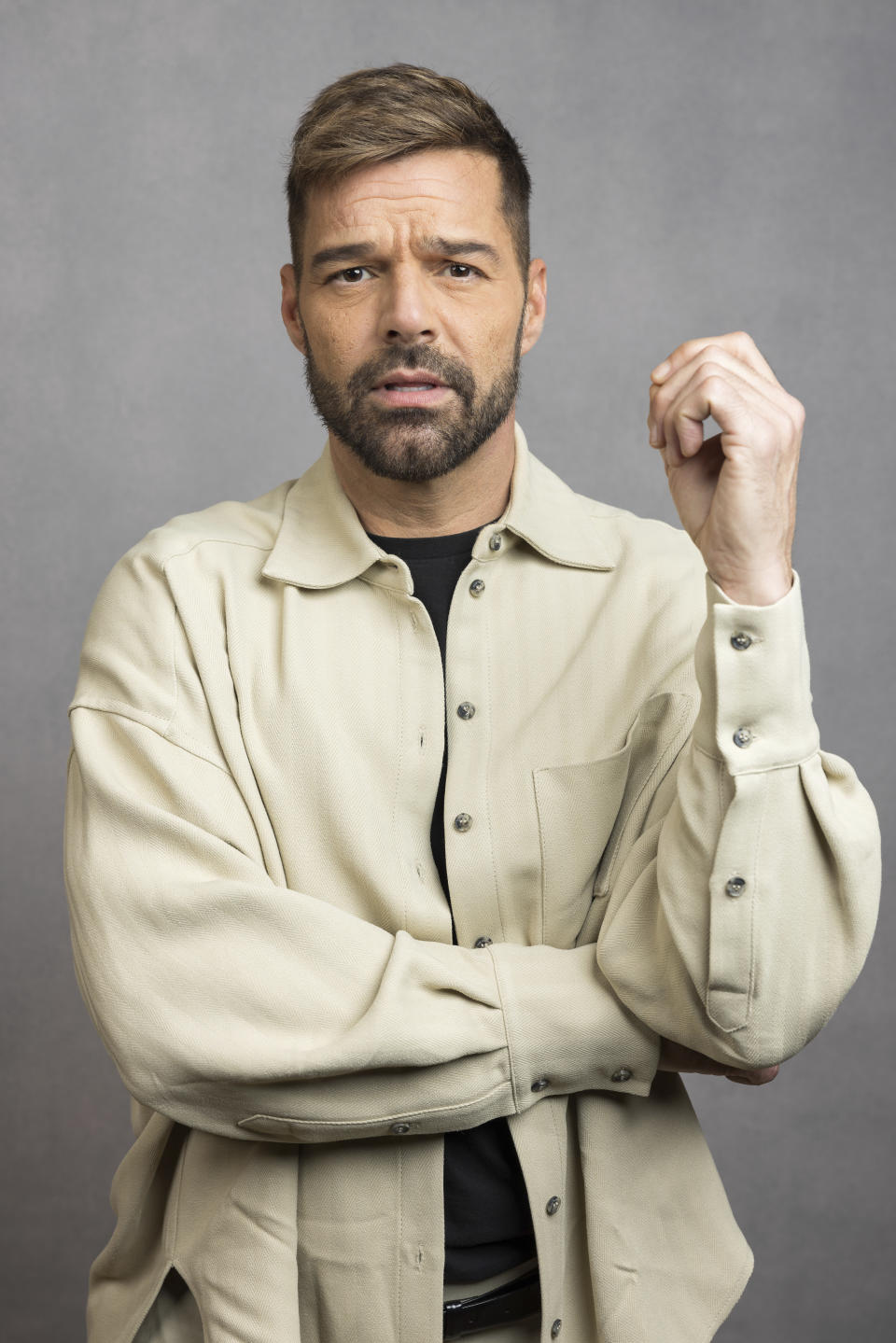 FILE - Ricky Martin poses for a portrait to promote the AppleTV+ miniseries "Palm Royale" during the Winter Television Critics Association Press Tour on Monday, Feb. 5, 2024, at The Langham Huntington Hotel in Pasadena, Calif. (Willy Sanjuan/Invision/AP, File)