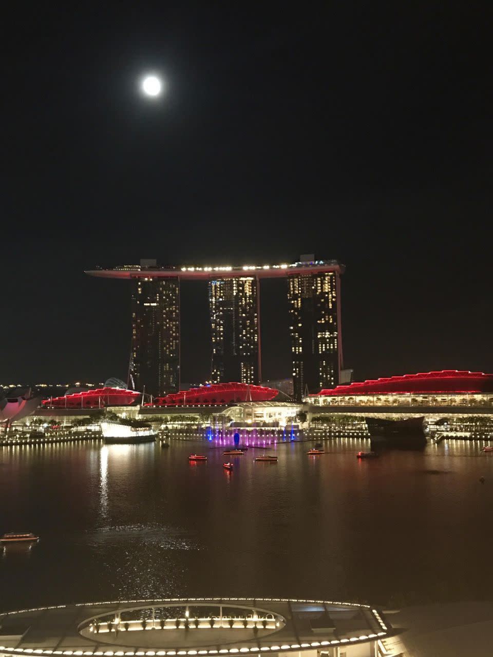 The Lighthouse Rooftop Bar has a spectacular view of the Marina Bay light show.