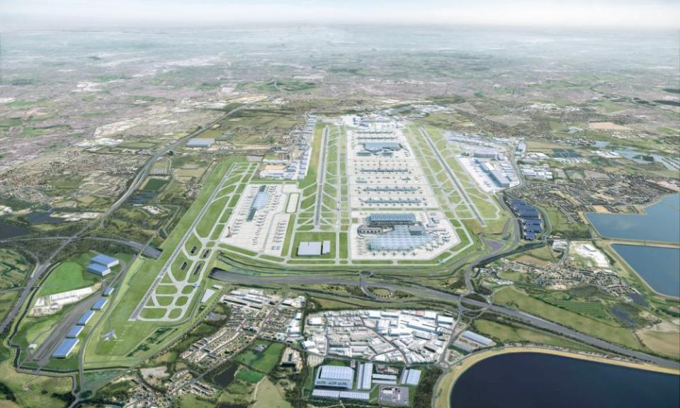 Computer-generated image released by Heathrow shows what the airport would look like in 2050 with a third runway