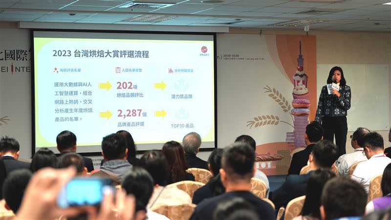 大數據(股)公司營運長蔣志薇公布今年競賽主題及烘焙業聲量分析的六大觀點。